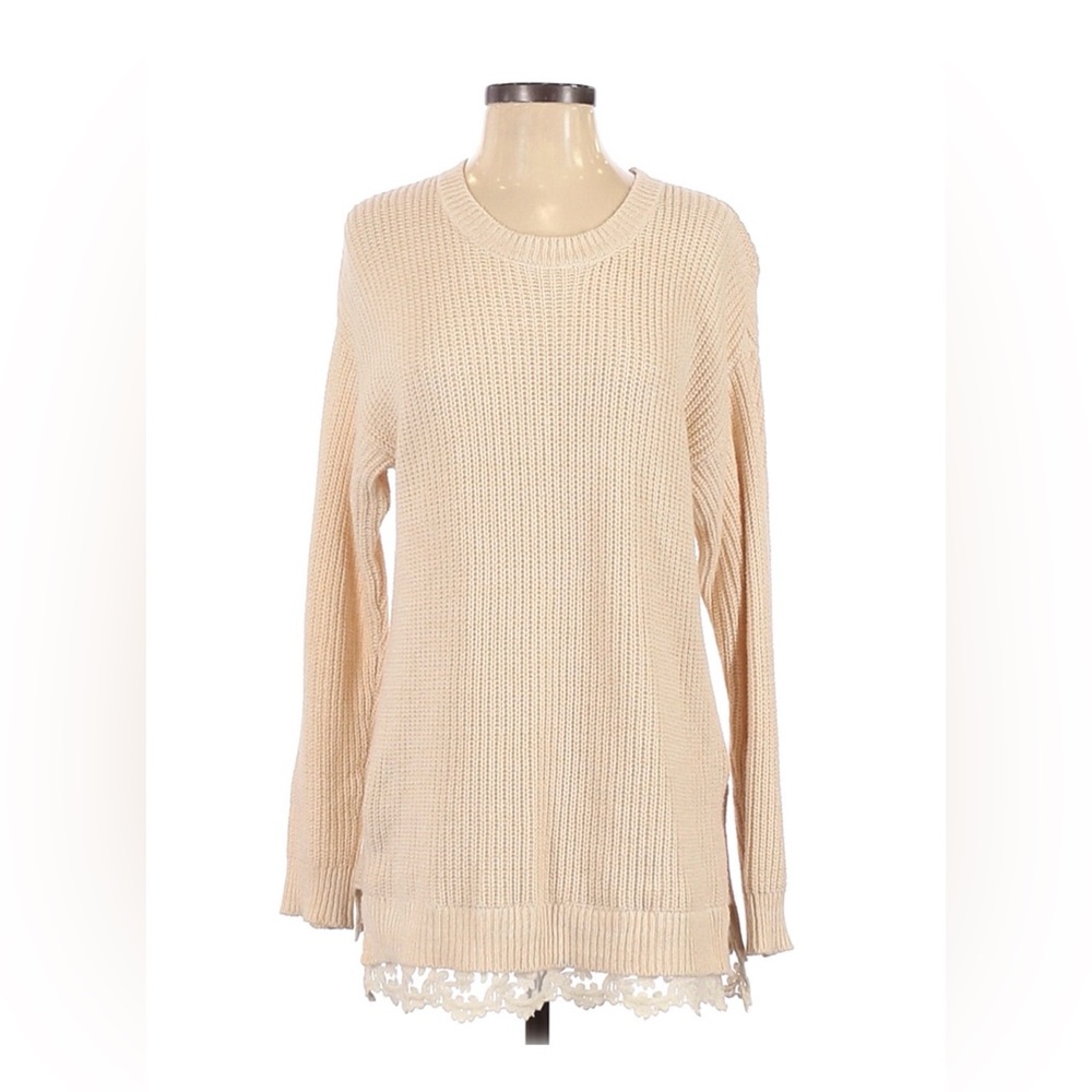 Forever21 Cream Sweater with Lace Detail